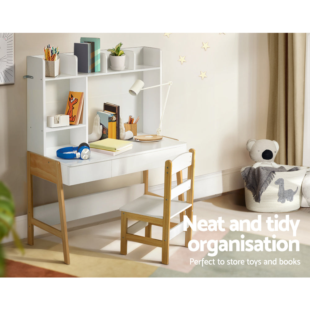 Keezi 2PCS Kids Table & Chair Set – Study Desk with Storage Drawer for Activities & Toys