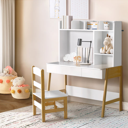 Keezi 2PCS Kids Table & Chair Set – Study Desk with Storage Drawer for Activities & Toys