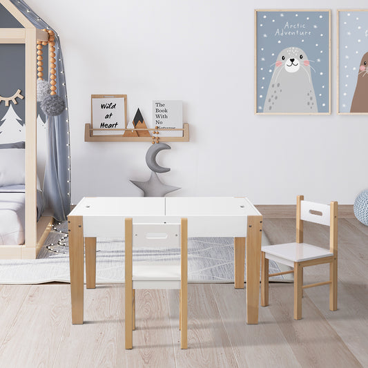 Keezi 3PCS Kids Table & Chairs Set – Storage, Chalkboard & Play Activity Desk