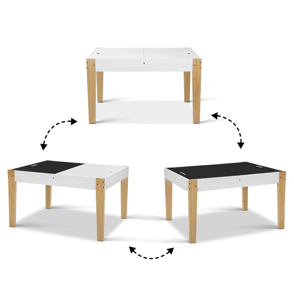 Keezi 3PCS Kids Table & Chairs Set – Storage, Chalkboard & Play Activity Desk