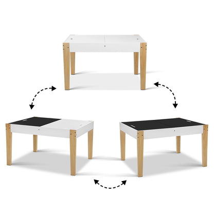 Keezi 3PCS Kids Table & Chairs Set – Storage, Chalkboard & Play Activity Desk