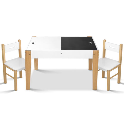 Keezi 3PCS Kids Table & Chairs Set – Storage, Chalkboard & Play Activity Desk