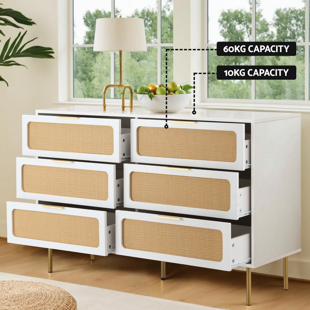 Artiss Chest of 6 Drawers Lowboy Cabinet White
