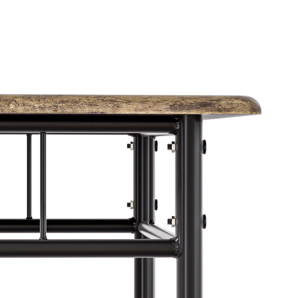 Artiss 5PCS Dining Table Set – Industrial Wooden & Metal Chairs + Table (Walnut)