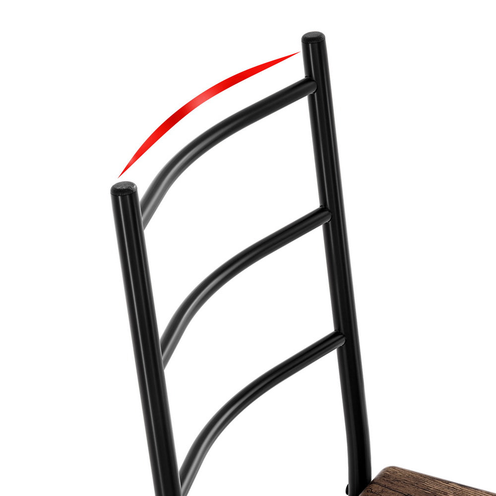 Artiss 5PCS Dining Table Set – Industrial Wooden & Metal Chairs + Table (Walnut)