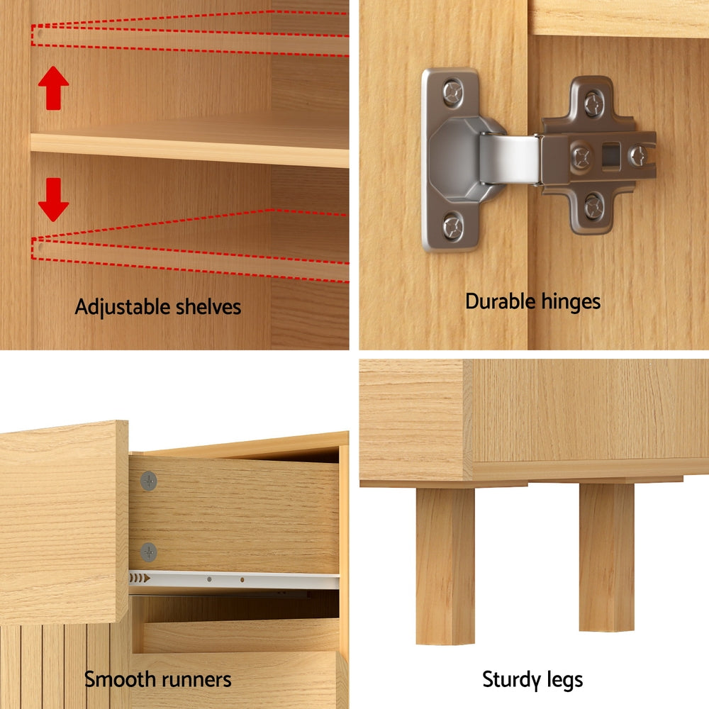 Braneit™ 130cm Artiss Buffet Sideboard Cupboard Cabinet Pantry Storage Drawer Pine