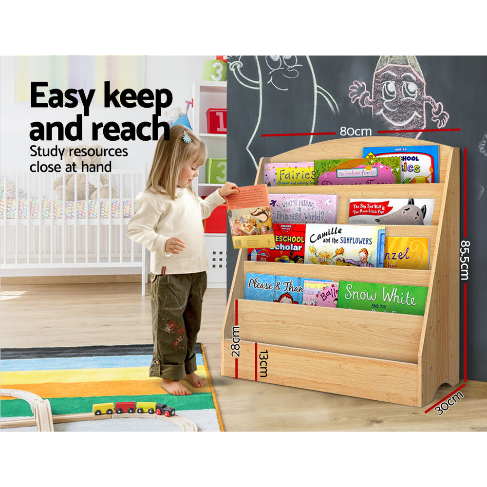 Keezi 5-Tier Kids Bookshelf – Bookcase & Magazine Display Rack Organizer