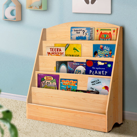 Keezi 5-Tier Kids Bookshelf – Bookcase & Magazine Display Rack Organizer