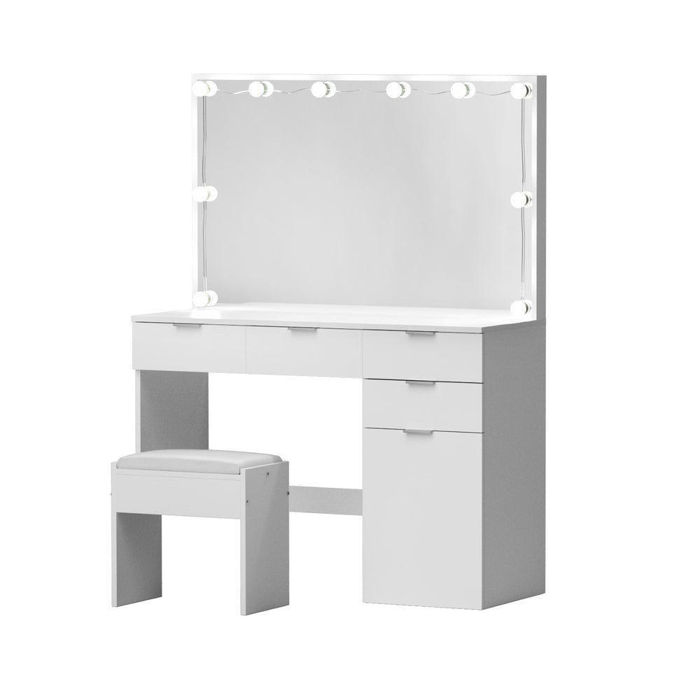 Braneit™ Dressing Table Set Stool 10 Led Bulbs White