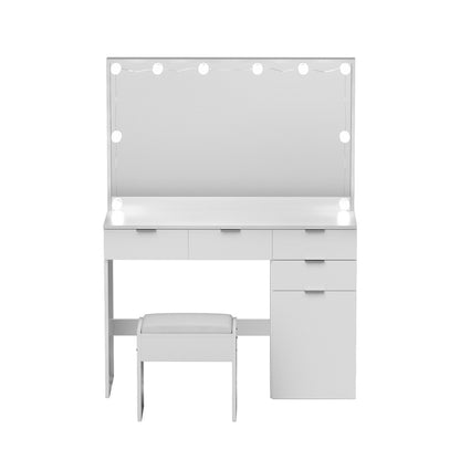 Braneit™ Dressing Table Set Stool 10 Led Bulbs White