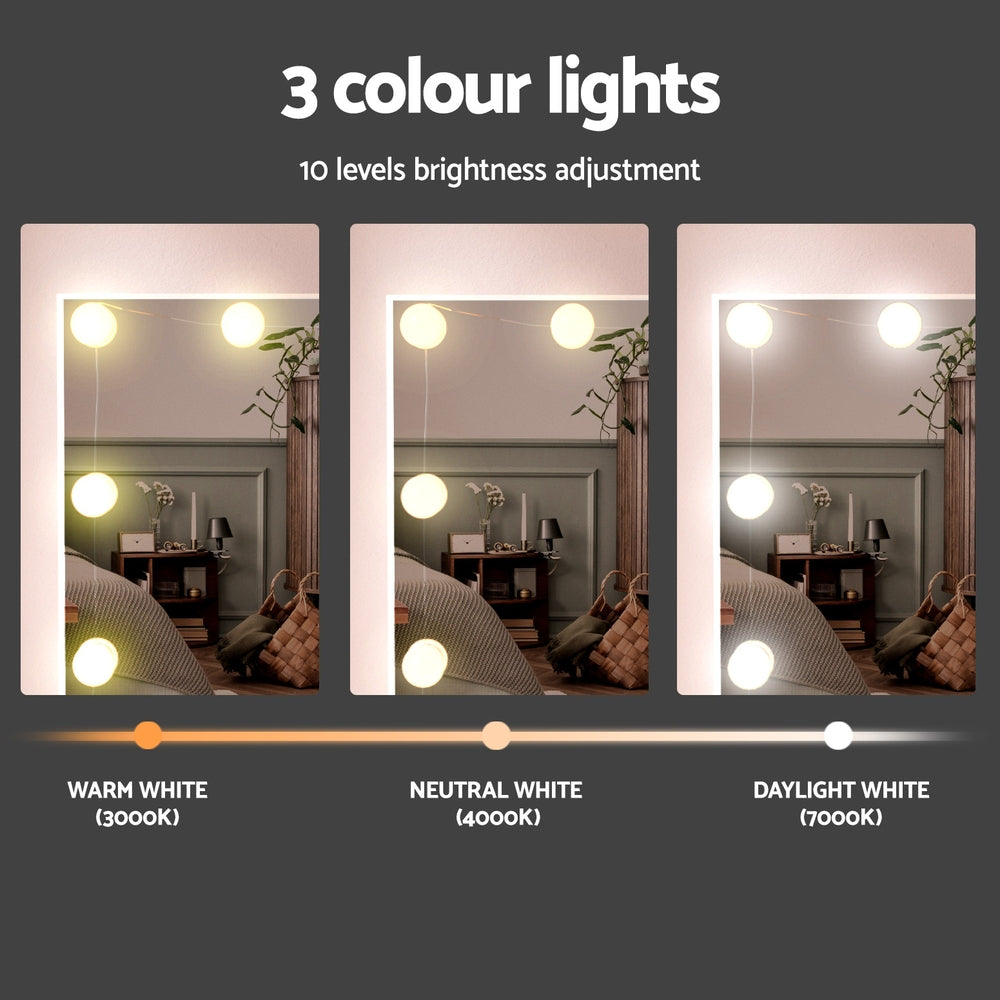 Braneit™ Dressing Table Set Stool 10 Led Bulbs White