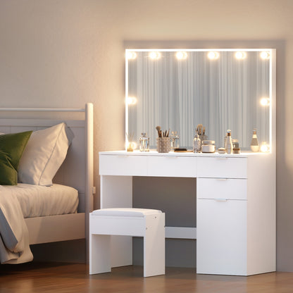 Braneit™ Dressing Table Set Stool 10 Led Bulbs White
