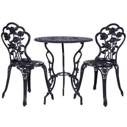 Gardeon 3PC Outdoor Bistro Set – Rose Black Cast Aluminum Table & Chairs