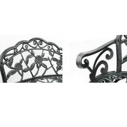 Gardeon 100cm Garden Bench Seat – Vintage Green Cast Aluminium Patio Chair