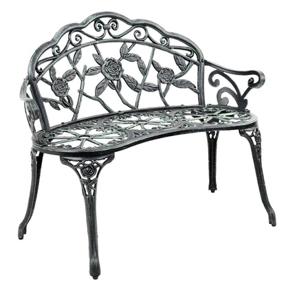 Gardeon 100cm Garden Bench Seat – Vintage Green Cast Aluminium Patio Chair