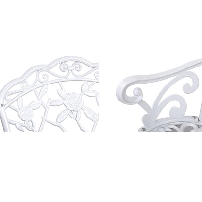 Gardeon 100cm Outdoor Garden Bench – Vintage White Cast Aluminium Patio Seat
