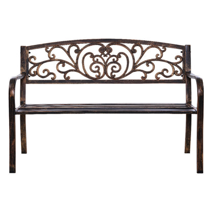 Gardeon 3-Seater Outdoor Garden Bench – Bronze Steel Park Seat for Patio or Yard