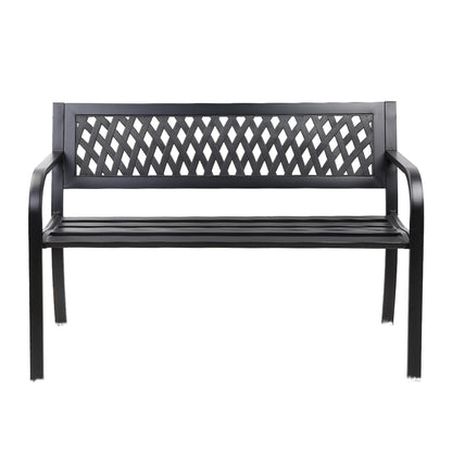 Gardeon Steel Garden Bench – 2-Seater Outdoor Park Seat for Patio (Black)