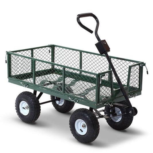 Gardeon Mesh Garden Cart – Heavy-Duty Steel Utility Wagon Trolley (Green)