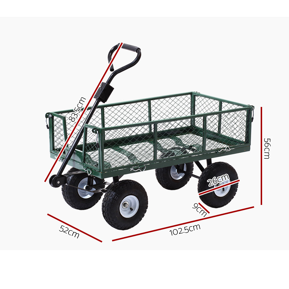 Gardeon Mesh Garden Cart – Heavy-Duty Steel Utility Wagon Trolley (Green)