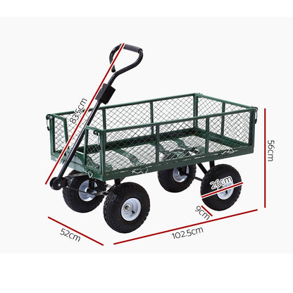 Gardeon Mesh Garden Cart – Heavy-Duty Steel Utility Wagon Trolley (Green)