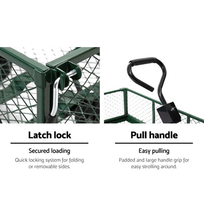 Gardeon Mesh Garden Cart – Heavy-Duty Steel Utility Wagon Trolley (Green)