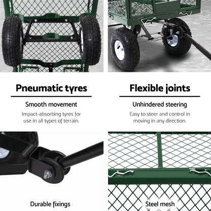 Gardeon Mesh Garden Cart – Heavy-Duty Steel Utility Wagon Trolley (Green)