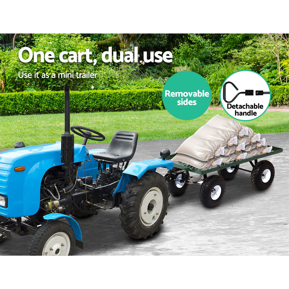 Gardeon Mesh Garden Cart – Heavy-Duty Steel Utility Wagon Trolley (Green)