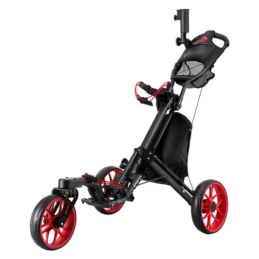 Everfit Foldable Golf Buggy Trolley – Swivel Wheel Cart with Umbrella & Bottle Holder