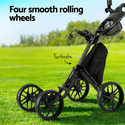 Everfit Foldable Golf Buggy – Lightweight Trolley Cart with Wheels, Umbrella & Bottle Holder