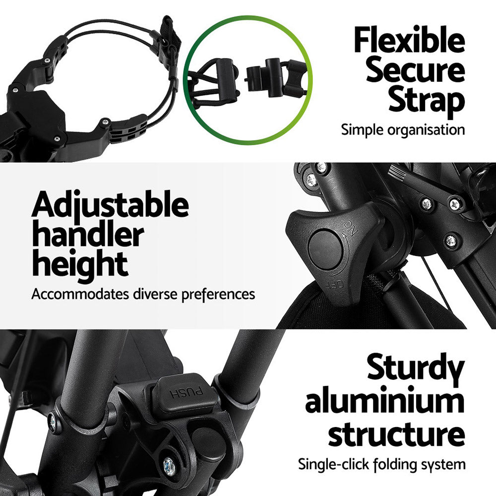 Everfit Foldable Golf Buggy – Lightweight Trolley Cart with Wheels, Umbrella & Bottle Holder