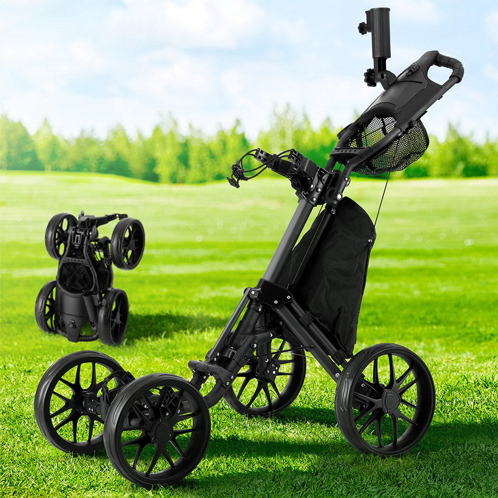 Everfit Foldable Golf Buggy – Lightweight Trolley Cart with Wheels, Umbrella & Bottle Holder