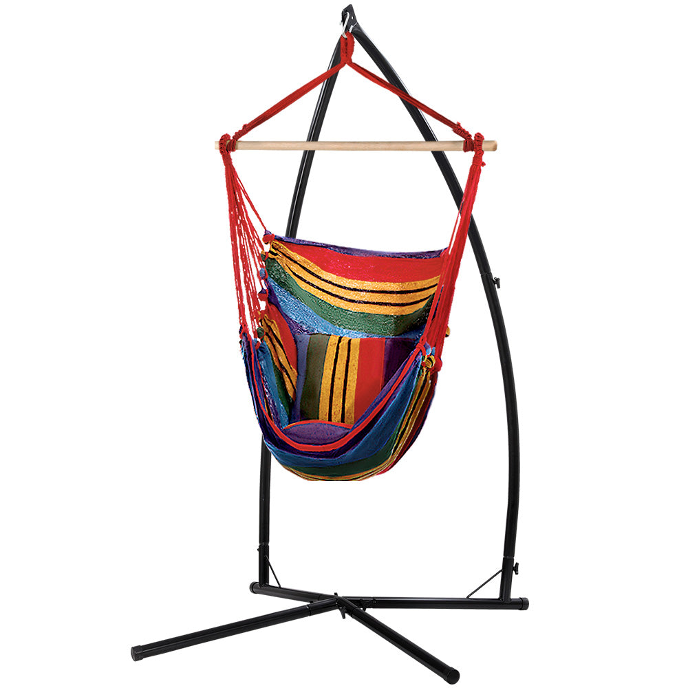 Gardeon Rainbow Hammock Chair – Outdoor Hanging Seat with Steel Stand for Camping