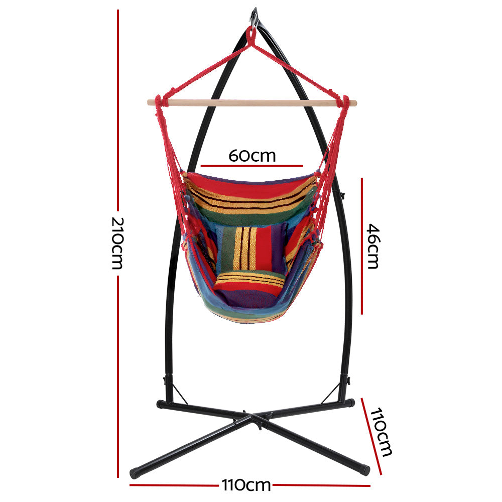 Gardeon Rainbow Hammock Chair – Outdoor Hanging Seat with Steel Stand for Camping