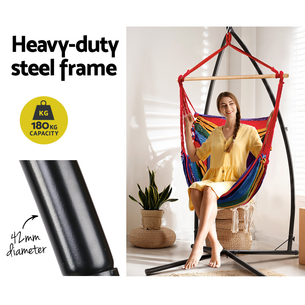 Gardeon Rainbow Hammock Chair – Outdoor Hanging Seat with Steel Stand for Camping