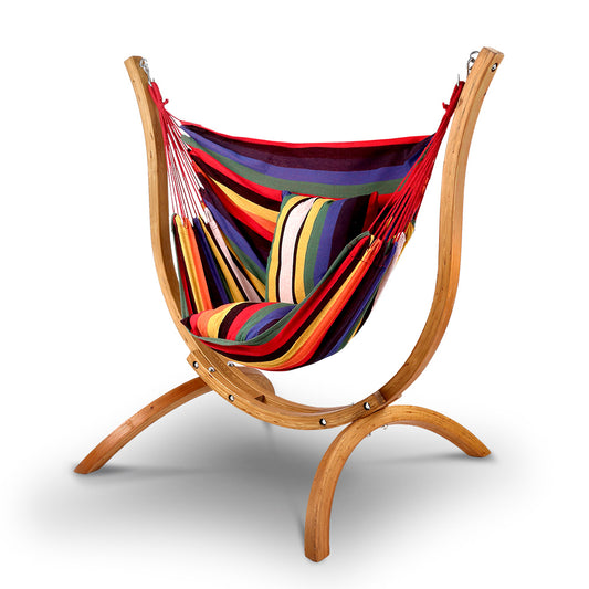 Gardeon Hammock Chair with Wooden Stand – Timber Outdoor Camping Furniture