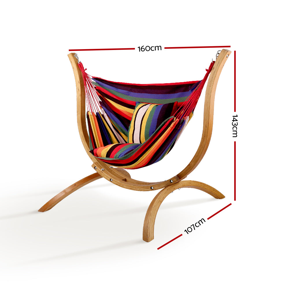 Gardeon Hammock Chair with Wooden Stand – Timber Outdoor Camping Furniture