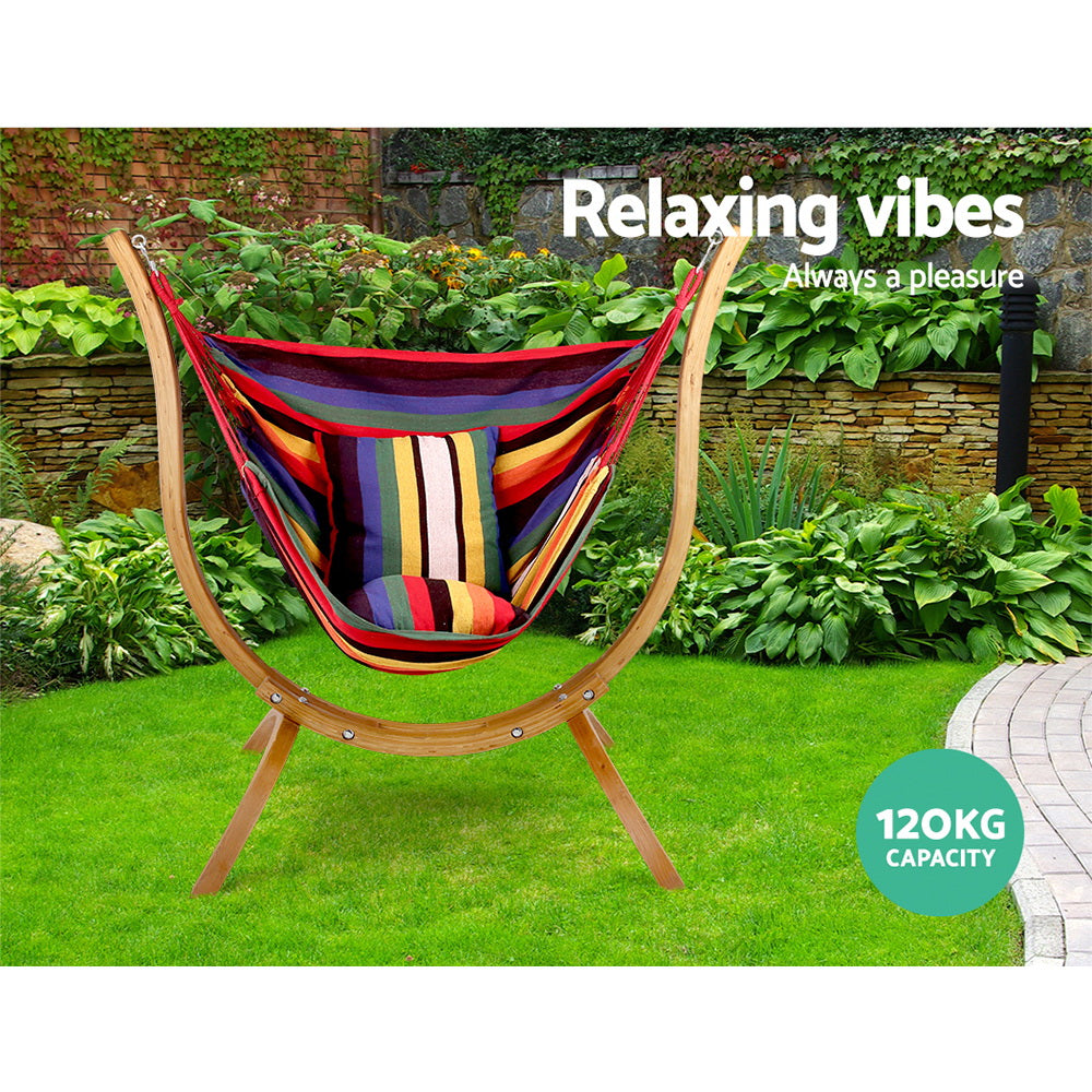 Gardeon Hammock Chair with Wooden Stand – Timber Outdoor Camping Furniture