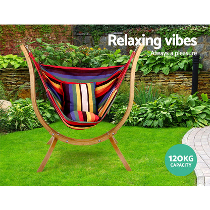 Gardeon Hammock Chair with Wooden Stand – Timber Outdoor Camping Furniture