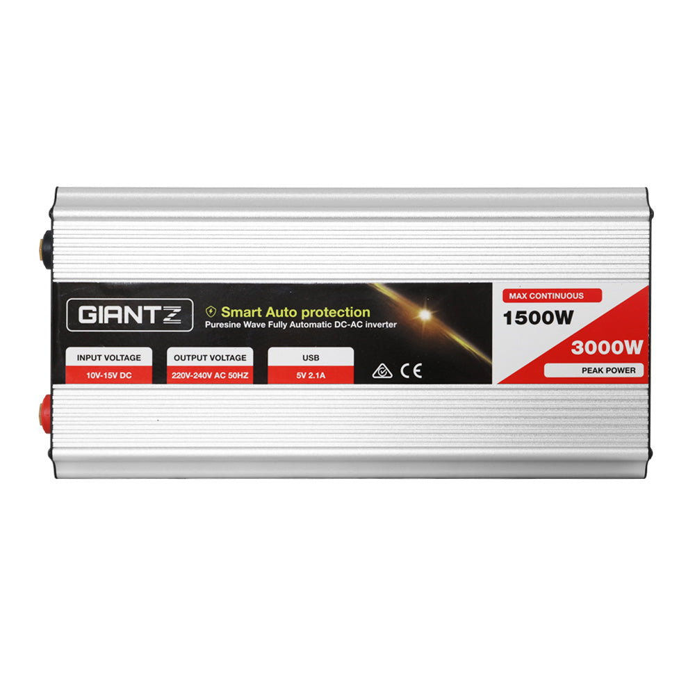 Giantz 1500W Pure Sine Wave Inverter – DC to AC Power Converter for Off-Grid Use