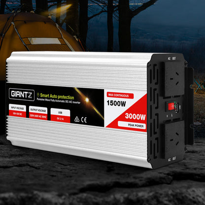 Giantz 1500W Pure Sine Wave Inverter – DC to AC Power Converter for Off-Grid Use