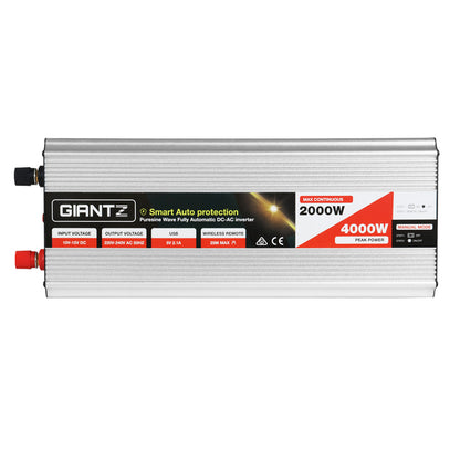 Giantz 2000W/4000W Pure Sine Wave Power Inverter – 12V to 240V for Camping, Boat, Caravan