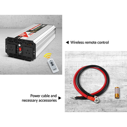 Giantz 2000W/4000W Pure Sine Wave Power Inverter – 12V to 240V for Camping, Boat, Caravan