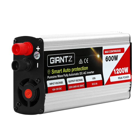 Giantz 600W/1200W Pure Sine Wave Inverter – 12V to 240V Power Converter for Car, Boat & Camping