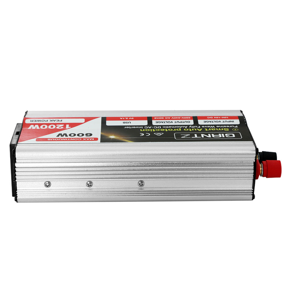 Giantz 600W/1200W Pure Sine Wave Inverter – 12V to 240V Power Converter for Car, Boat & Camping