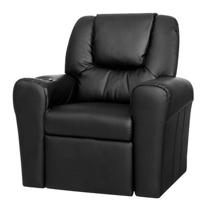 Braneit™ Kids Recliner Chair – Black PU Leather Sofa Armchair for Lounge & Playroom