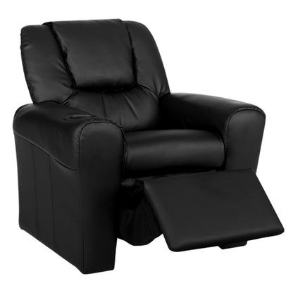 Braneit™ Kids Recliner Chair – Black PU Leather Sofa Armchair for Lounge & Playroom