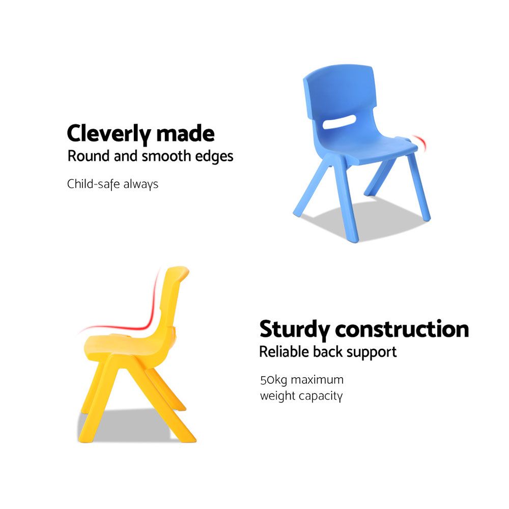 Keezi 5PCS Kids Table and Chairs Set – Plastic Study Desk with 4 Chairs