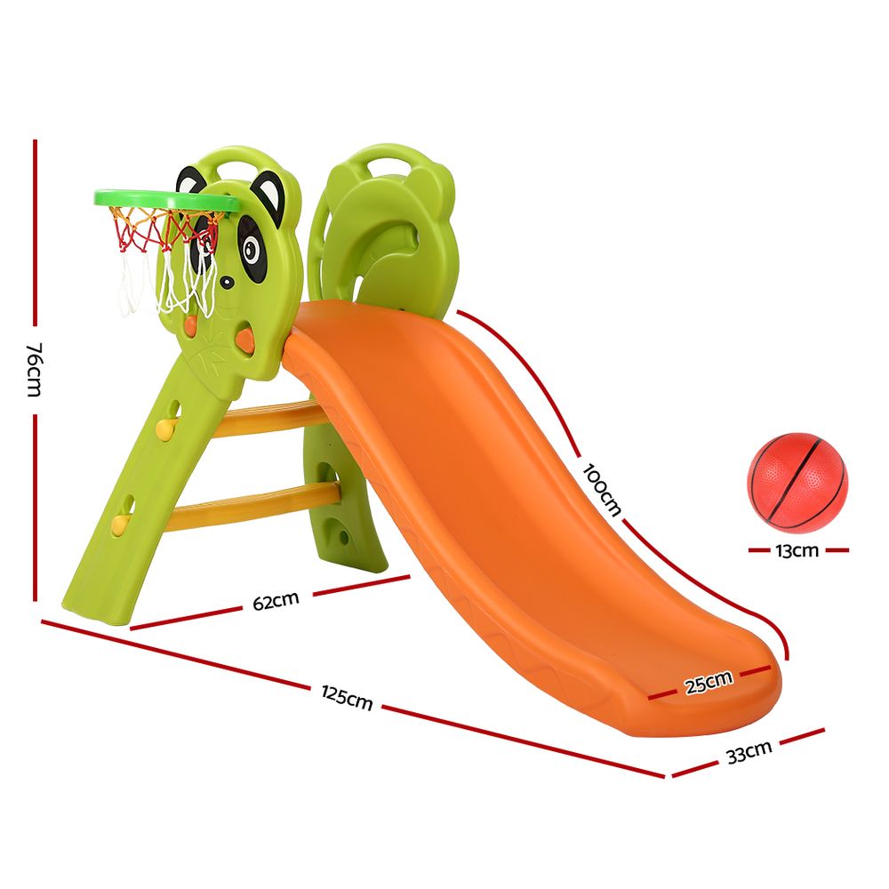 Keezi Kids Slide Set – 100cm Orange Playground with Basketball Hoop for Indoor & Outdoor Use