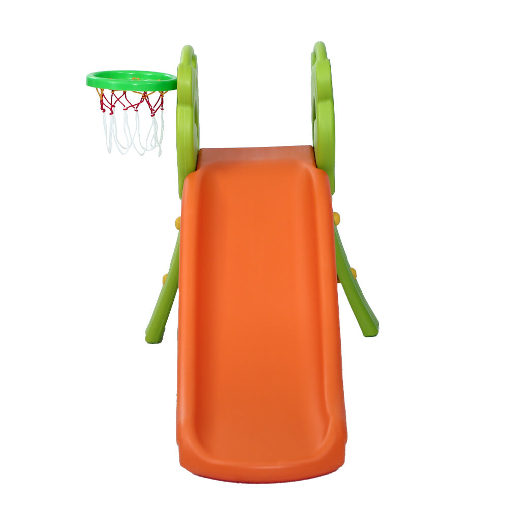 Keezi Kids Slide Set – 100cm Orange Playground with Basketball Hoop for Indoor & Outdoor Use